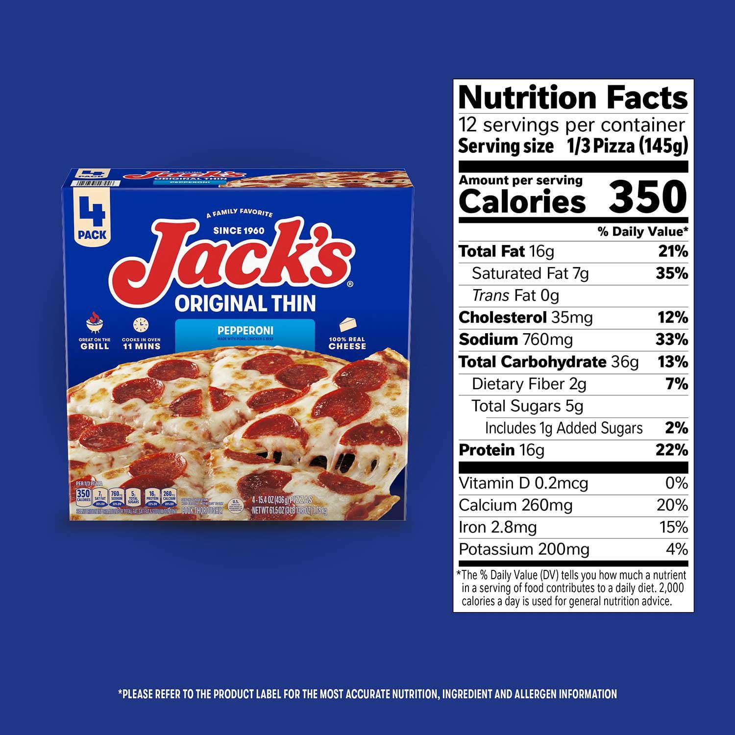 Jack's Original Thin Pepperoni Frozen Pizza 4 pk. - Samsclub.com