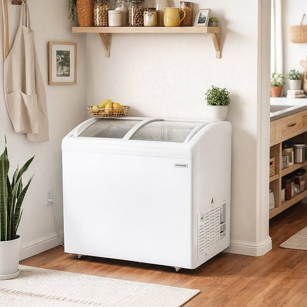 Frigidaire 6.7 cu. ft. Curved Glass Top 2-Door Display Freezer
