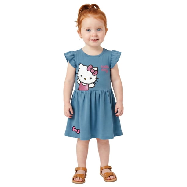 blue hello kitty dress Hello Kitty Girls Chambray Dress Toddler to Big Kid Sizes (2T