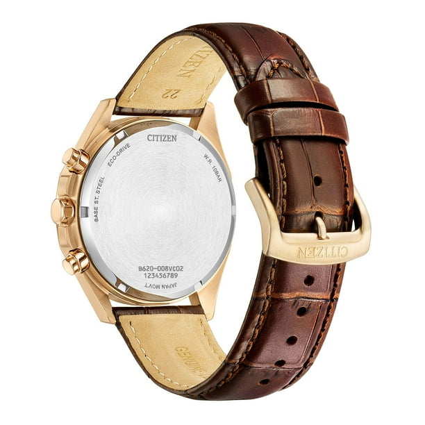 Citizen Eco-Drive Men's Dress Classic Rose Gold-Tone Case Brown