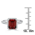thumbnail image 4 of Emerald Cut Gemstone & 0.14 CT. T.W. Halo Diamond Ring in Sterling Silver, 4 of 5