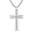 thumbnail image 1 of .20 CT. T.W. Round Cut Diamond Cross Pendant Necklace in Stainless Steel, 1 of 5