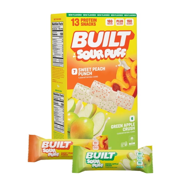 BUILT Puff Sour Puff Protein Bars, Variety Pack, 13 ct.