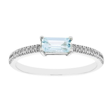 Baguette Cut Gemstone and 0.10 CT. T.W. Diamond Ring in 14K Gold