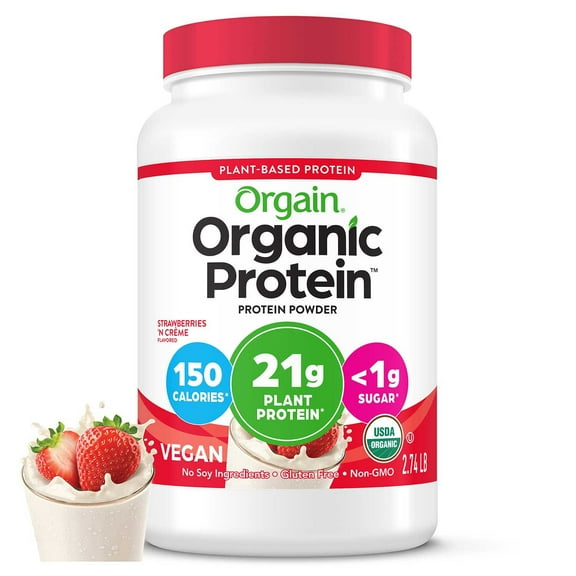 Orgain Organic Protein Powder Plant Based Strawberries & Cream, 2.74 lbs.