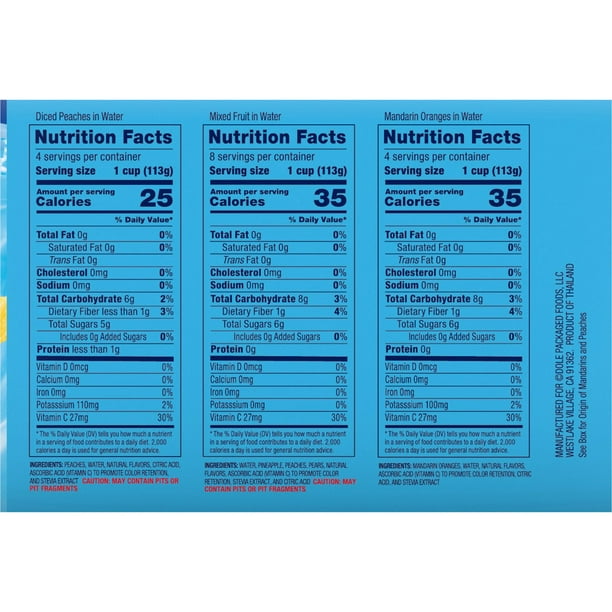 Dole No Sugar Added Mixed Fruit Variety Pack, 4 oz., 16 pk