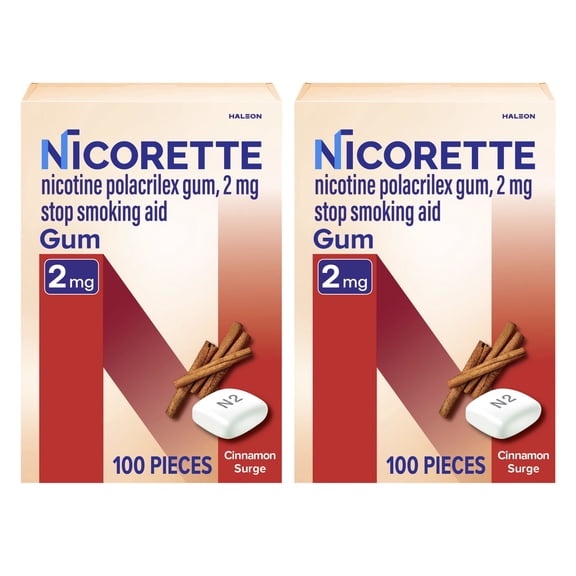 Nicorette Nicotine Gum, 2 mg, Cinnamon Surge, 200 ct.