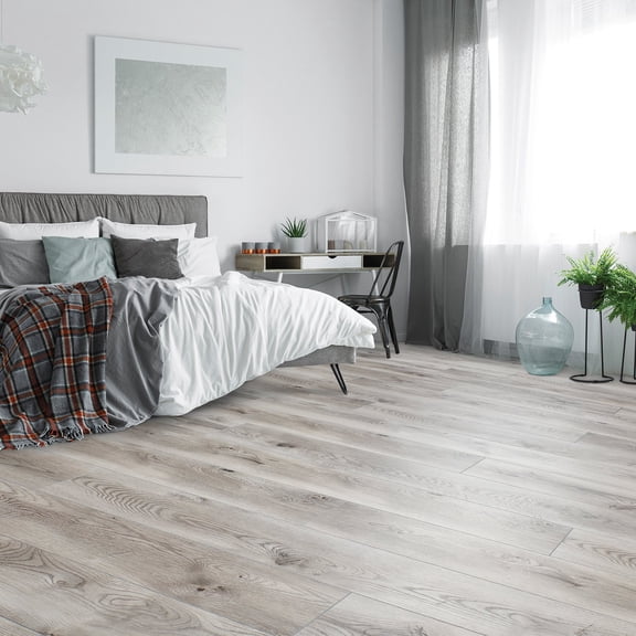 Select Surfaces Pearl Gray Waterproof AC4 Laminate Flooring 10 mm Thick 6.22 in. W x 47.60 in. L (16.45 sq. ft. / carton)