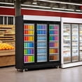 thumbnail image 2 of Hamilton Beach 71" 49.4 Cu. Ft. Commercial Fridge with Glass Triple Door Display, Black, 2 of 9