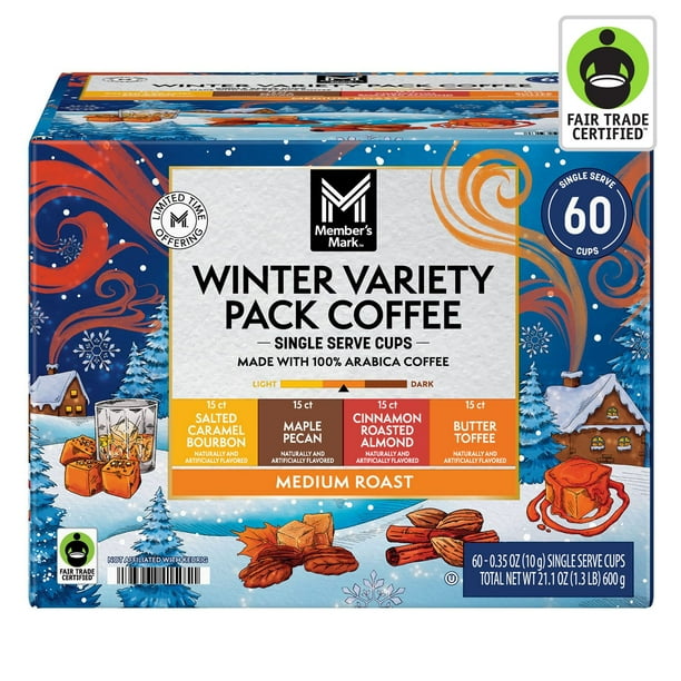 Member's Mark Medium Roast Winter Coffee Pods, Variety Pack, 60 ct