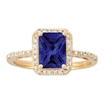 thumbnail image 1 of Lab Created Emerald Cut Gemstone & Diamond Ring in 14K Gold, 1 of 6