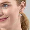 thumbnail image 3 of Two Tone High Polish & Textured Hoop Earrings in 14K Gold, 3 of 5