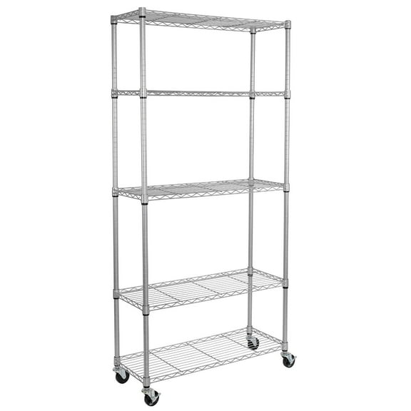 Seville Classics 5-Tier Steel Wire Shelving, 36” W x 14” D x 75.5” H