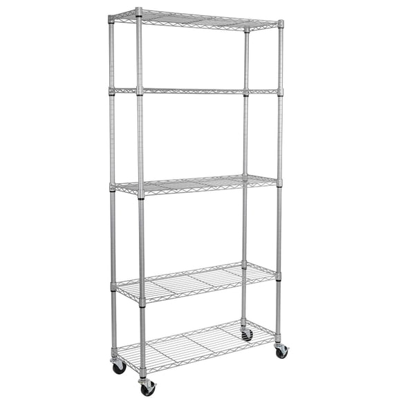Seville Classics 5-Tier Steel Wire Shelving, 36” W x 14” D x 75.5” H