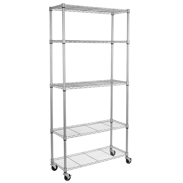 Seville Classics 5-Tier Steel Wire Shelving, 36” W x 14” D x 75.5” H