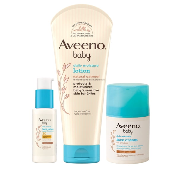 Aveeno Baby Daily Moisture Face Cream & Body Lotion Tri-Pack
