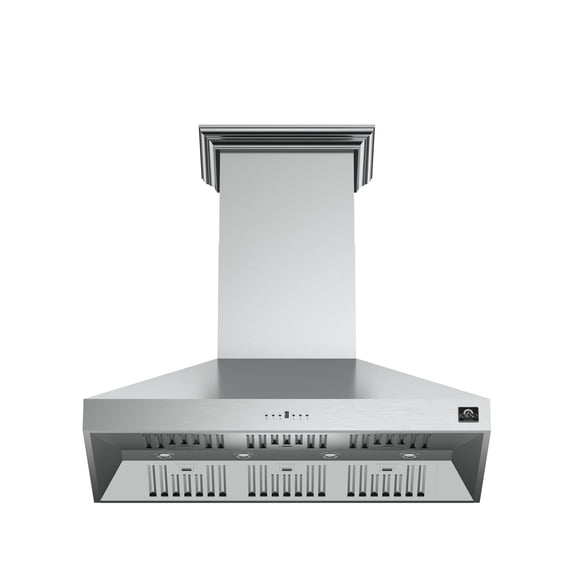 Forno Orvieto Wall Mount Range Hood In Stainless-Steel with Baffle Filters & Chimney