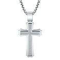 thumbnail image 1 of Spartan .20 CT. T.W. Diamond Cross Stainless Steel Pendant, 1 of 4