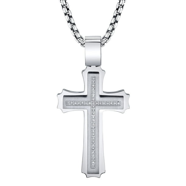 Spartan Diamond Cross Stainless Steel Pendant
