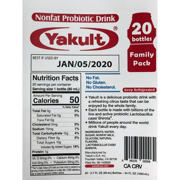 Yakult Probiotic Nonfat Yogurt Drink, 2.7 fl. oz. bottles, 20 ct