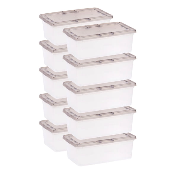 IRIS USA 6.7 Qt Clear Snap-Top Storage Box, 10 Piece Set