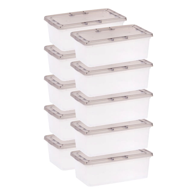 IRIS USA 6.7 Qt Clear Snap-Top Storage Box, 10 Piece Set
