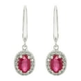 thumbnail image 2 of Oval Cut Genuine Gemstone and 0.16 CT. T.W. Diamond Dangle Earrings in 14K Gold, 2 of 5