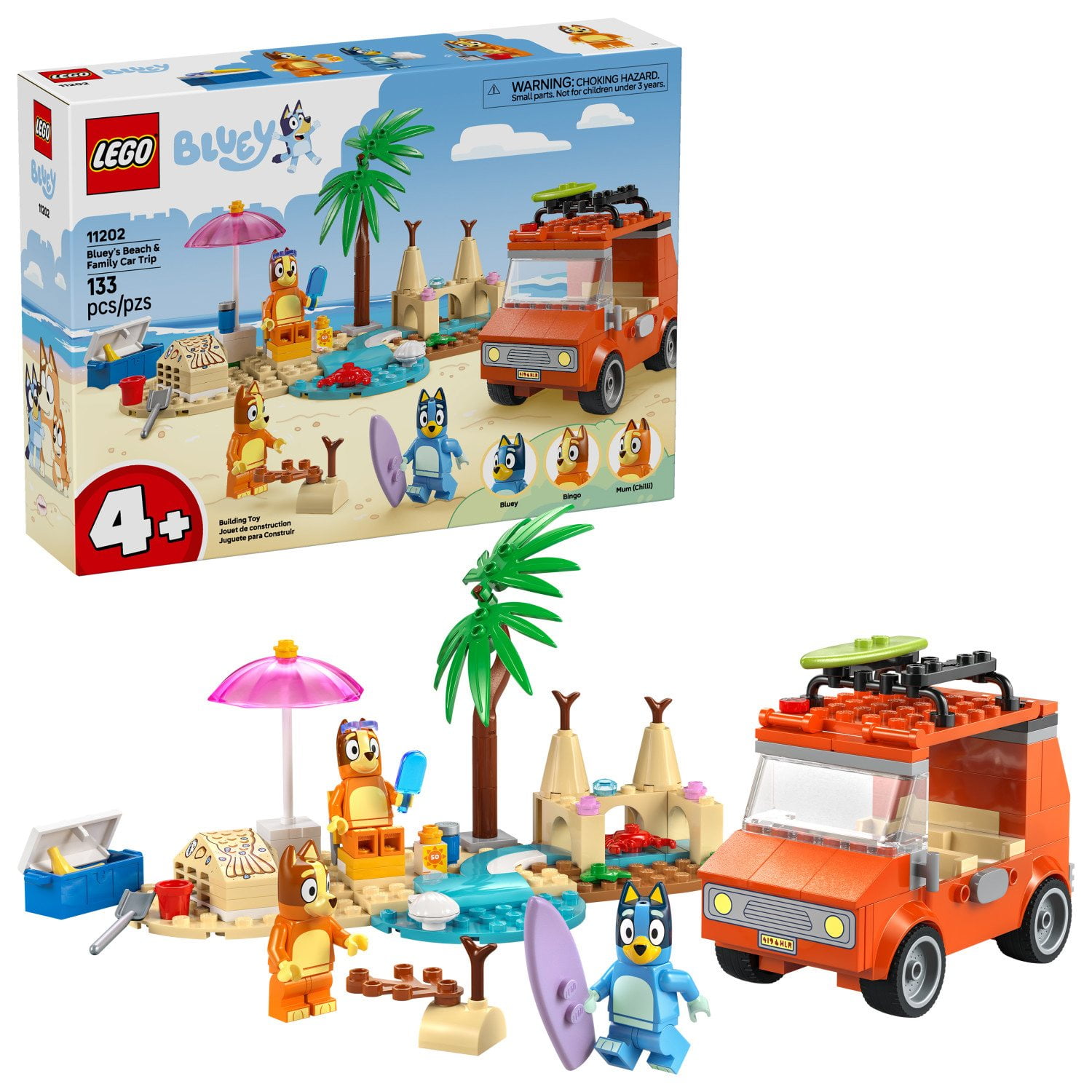 LEGO Bluey: Bluey's Beach Family Car Trip Building Set, 133 pc