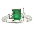thumbnail image 6 of Emerald Cut Natural Gemstone & 0.20 CT. T.W. 3-Stone Diamond Ring in 14K Gold, 6 of 6