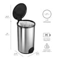 thumbnail image 6 of Nine Stars 13.2-Gallon Toe Tap Trash Can, Stainless Steel, 6 of 7