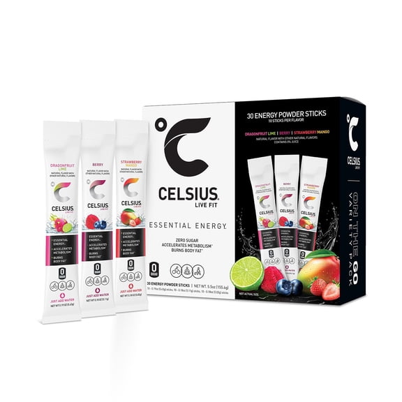 Celsius On The Go Powder Sticks Variety Pack, Essential Energy, 30 pk.