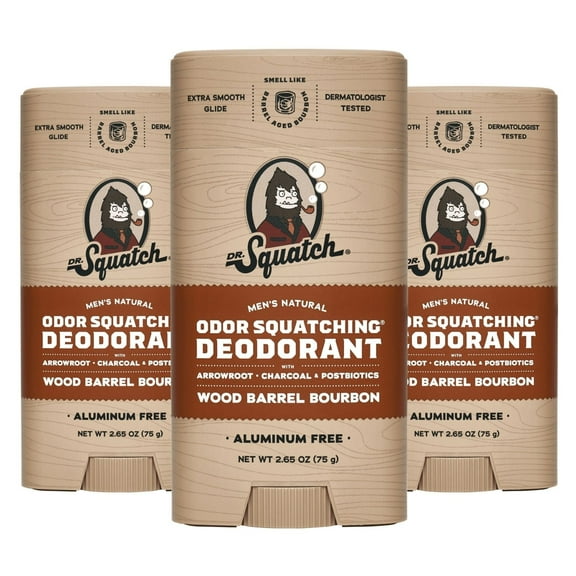 Dr. Squatch Wood Barrel Bourbon Wide Stick Deodorant, 2.65 oz., 3 pk.