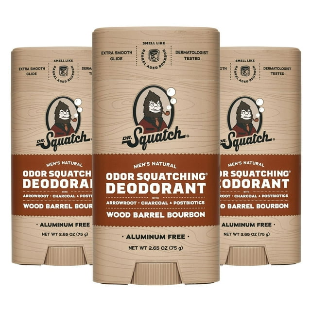 Dr. Squatch Wood Barrel Bourbon Wide Stick Deodorant, 2.65 oz., 3 pk.