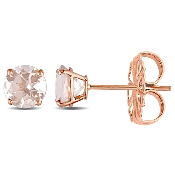 Morganite Solitaire Stud Earrings in 14K Gold