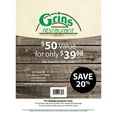 thumbnail image 3 of Grins Restaurant $50 Gift Card Multi-Pack, 2 x $25, 3 of 3