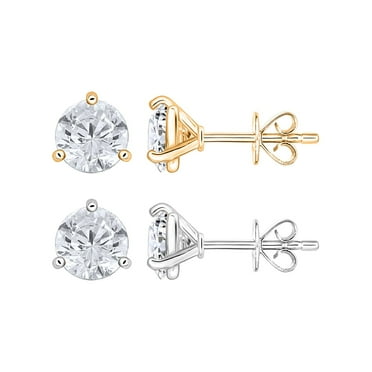 Round Cut Diamond Martini Set Stud Earrings in 14K Gold