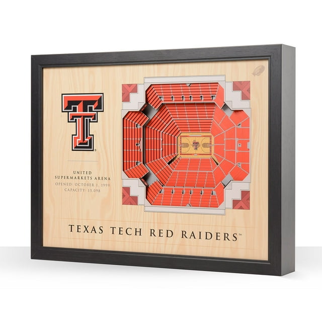 YouTheFan Texas Tech Red Raiders 25-Layer Football Stadium View 3D Wall Art