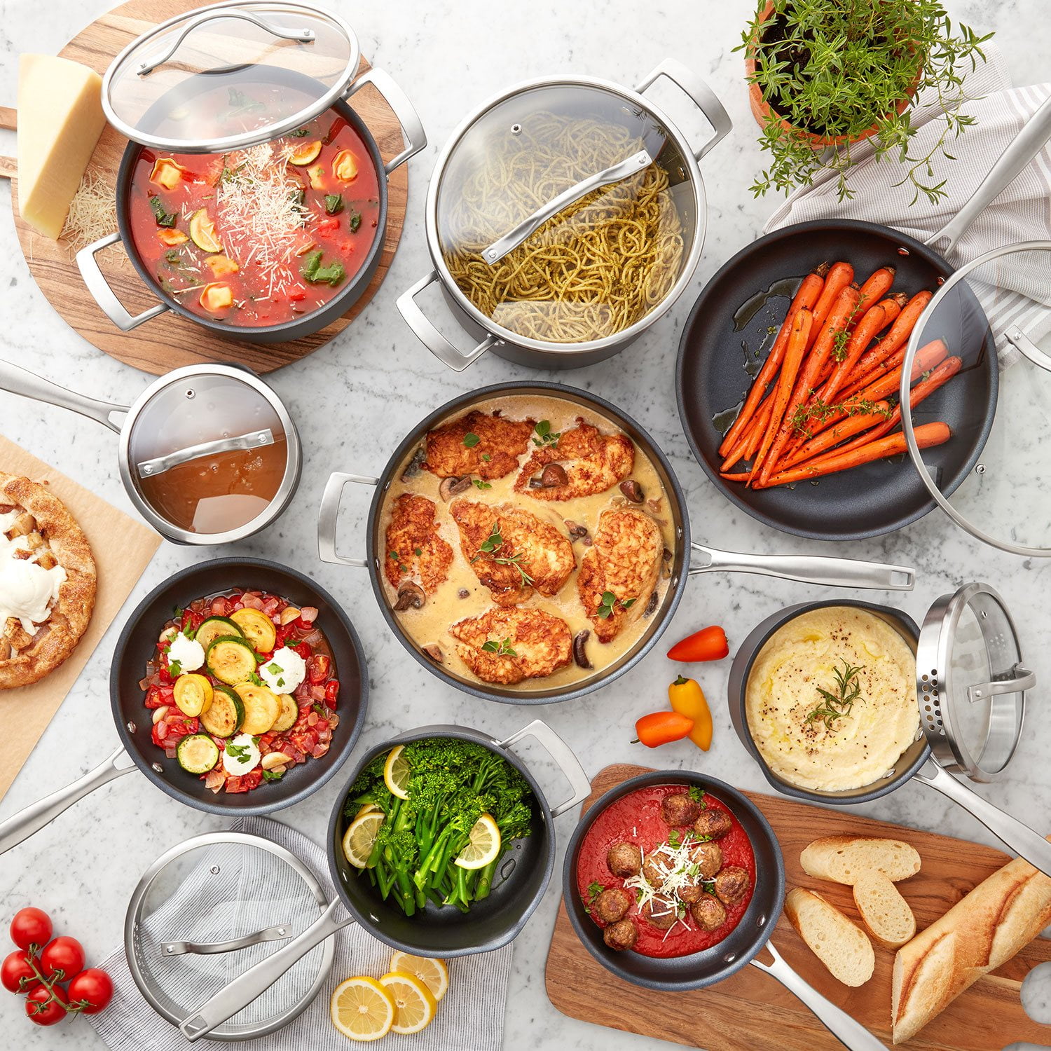 15-Piece Hard Anodized Nonstick Aluminum Cookware Set - Thumbnail 2