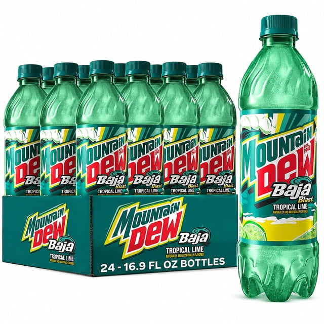 Mountain Dew Baja Blast Tropical Lime Soda, 16.9 fl oz., 24 pk.