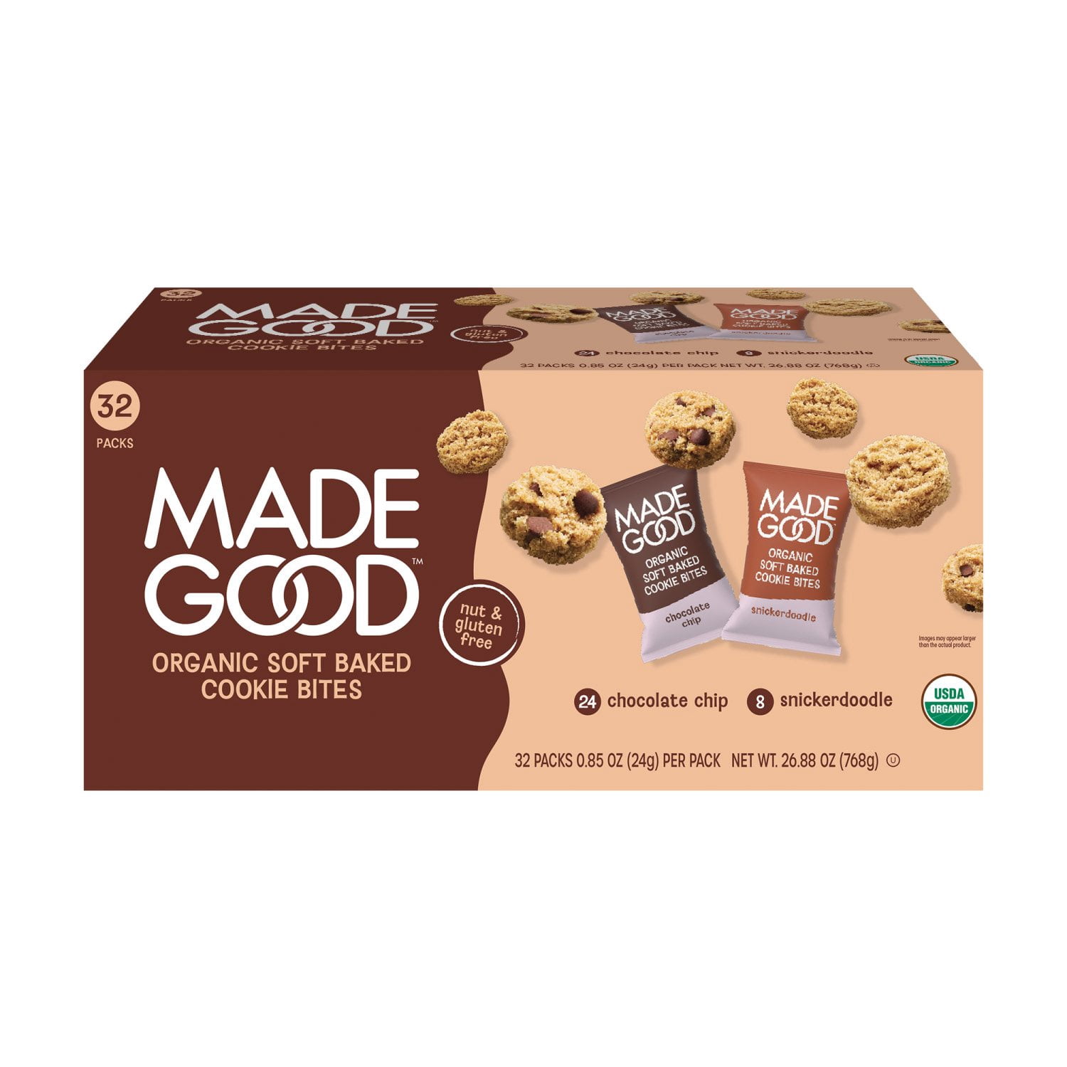 MadeGood Soft Baked Cookie Bites Variety Pack, 0.85 oz., 32 pk.