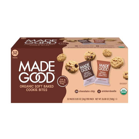 MadeGood Soft Baked Cookie Bites Variety Pack, 0.85 oz., 32 pk.