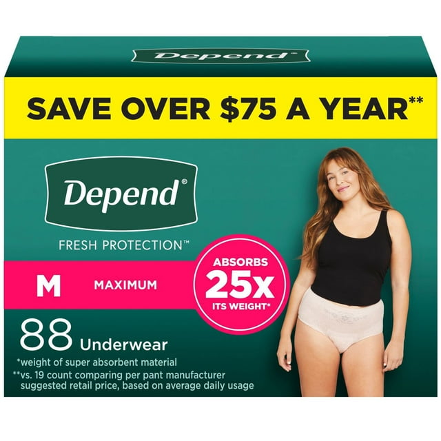 Depend Fresh Protection Incontinence Underwear for Women, Choose Size