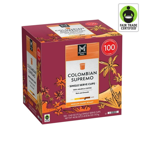 Member's Mark Medium-Dark Roast Coffee Pods, Colombian Supremo, 100 ct.