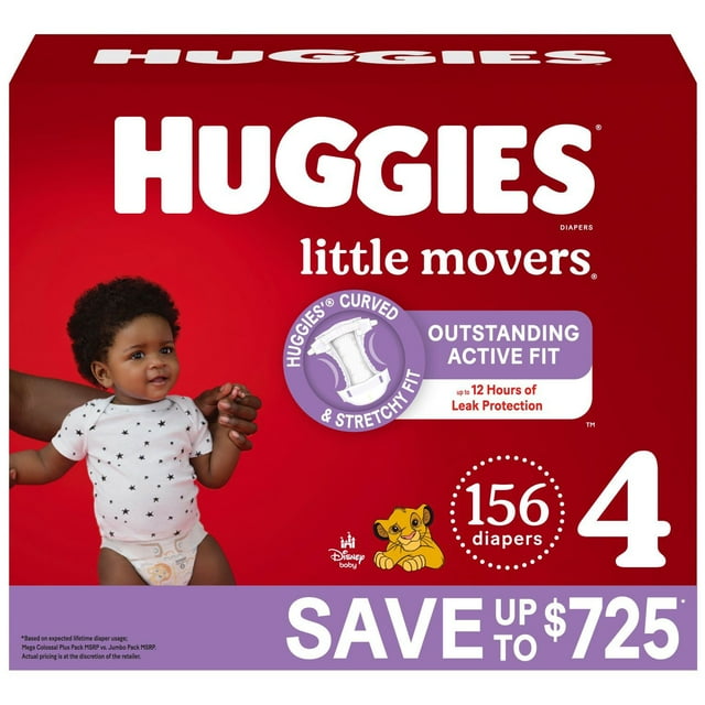 Huggies Little Movers Baby Diapers, Sizes 3-8