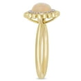 thumbnail image 4 of Oval-Cut Yellow Ethiopian Opal and Diamond Accent Double Halo Ring in 14K Yellow Gold, 4 of 6