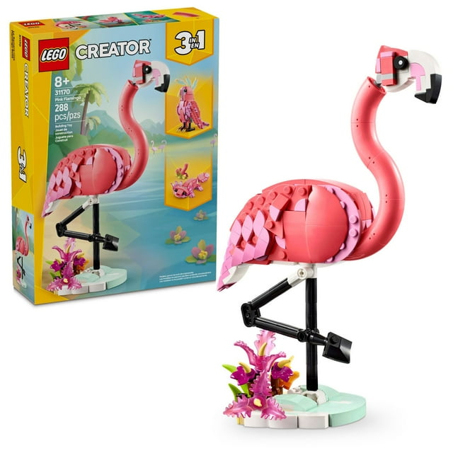 LEGO Creator 3 in 1 Wild Animals: Pink Flamingo Toy, 288 pcs.