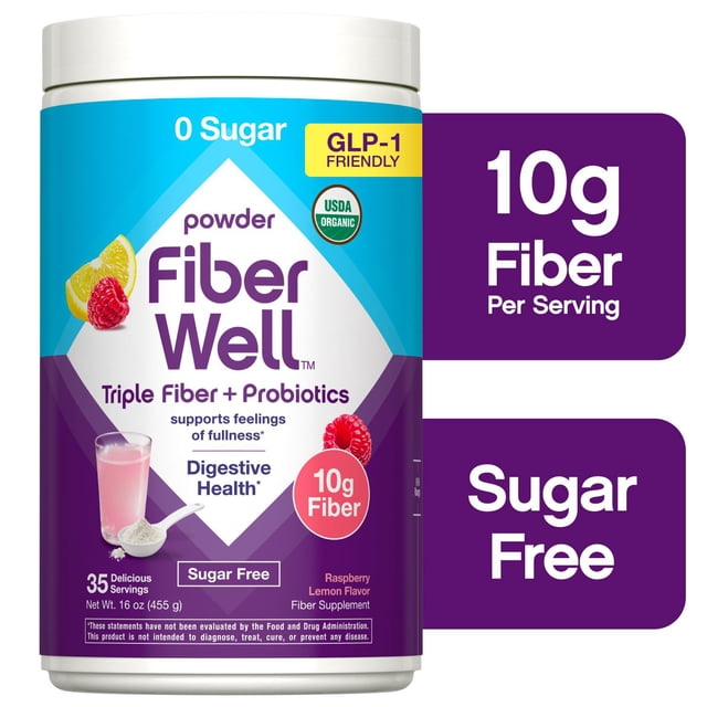 Fiber Well® Triple Fiber + Probiotics Powder, Raspberry Lemon Flavor, 16 oz