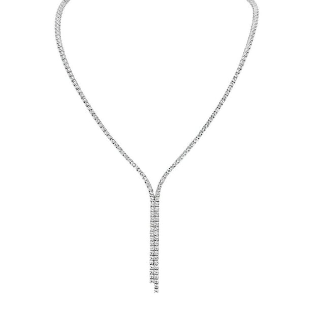 Lab Created White Sapphire Lariat Tennis Necklace in Sterling