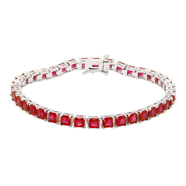 Princess Cut Gemstone Tennis Bracelet in Sterling Silver