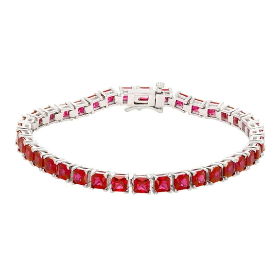 Princess Cut Gemstone Tennis Bracelet in Sterling Silver